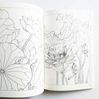 94Pages Hundred Lotus Flowers Chinese Line Drawing Collection Coloring Book for Adults Relaxation & Anti-Stress Art Material