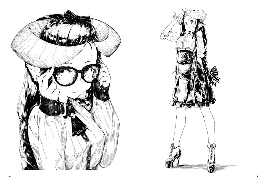 Textured Black and White illustration Book Comic Drawing Technique Beautiful Girl Hand Painted Anime Painting Sketch Book