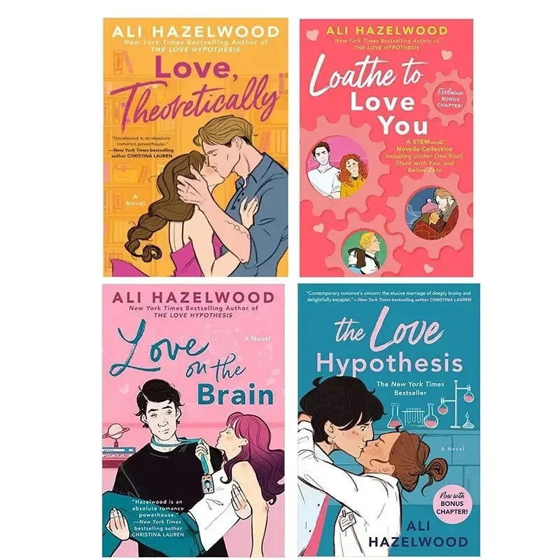 4 Books/set  By Ali Hazelwood The Love Hypothesis/Love on The Brain/Loathe to Love You /Love, Theoretically Novel English Book