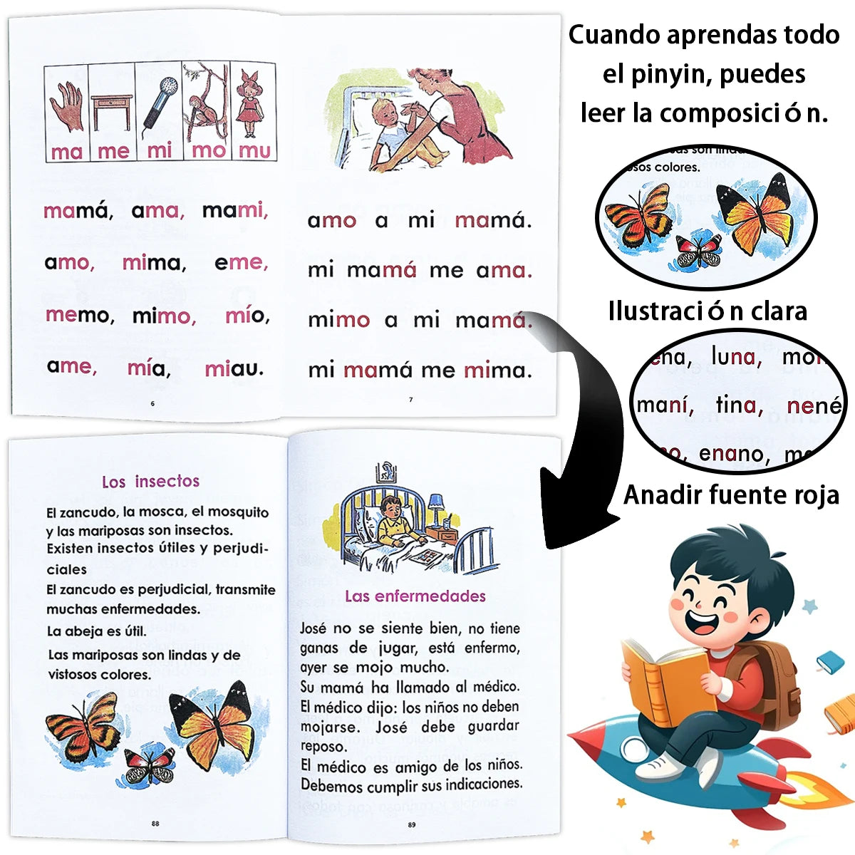Hot Sale Spanish Phonetic Learning Book Nuevo Mi Jardín 112 Pages Kids Education Textbook For Children Spanish Study Material