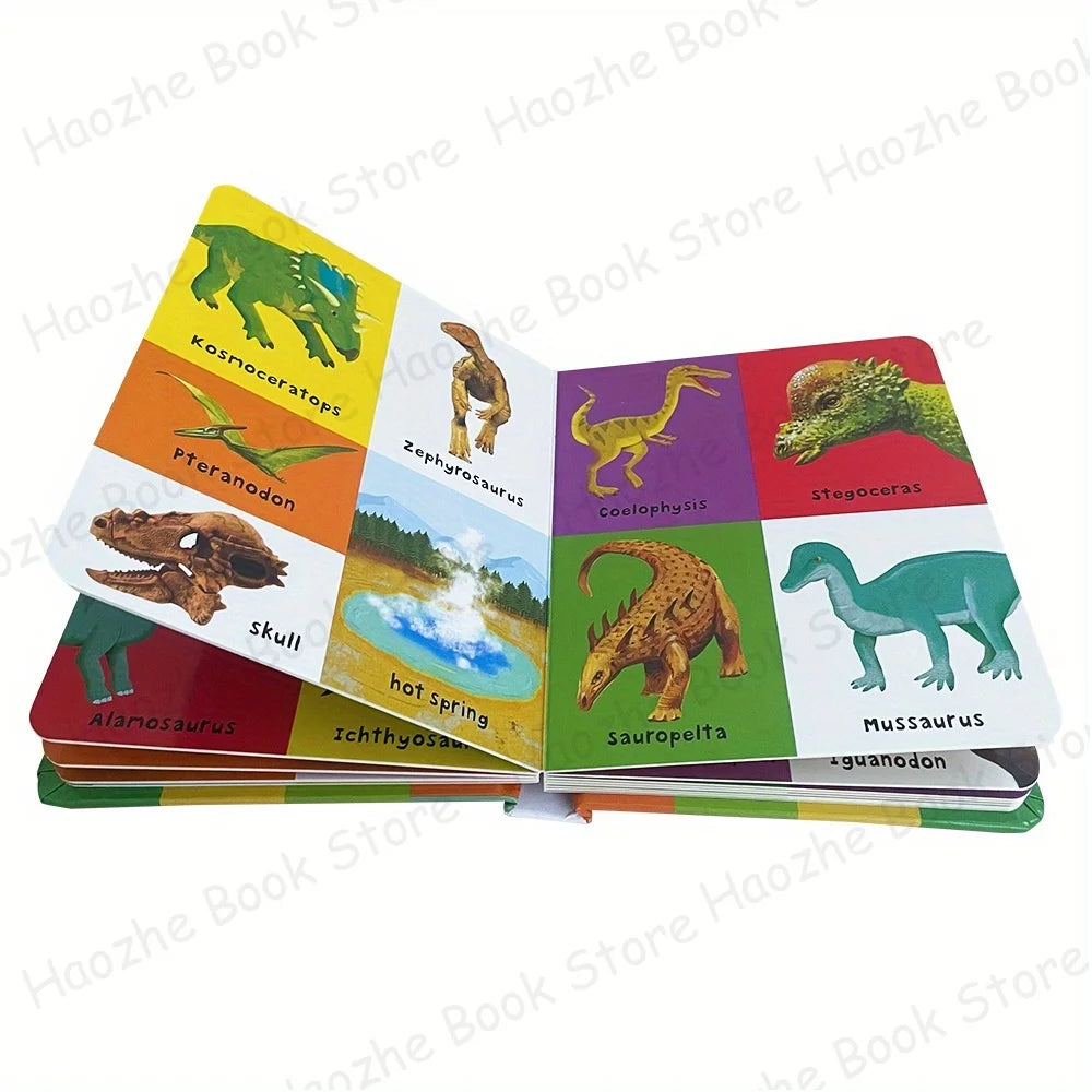 First 100 Dinosaurs English Words Cardboard Book Vocabulary Building, Bedtime Reading, Learn to Read for Preschool Montessori