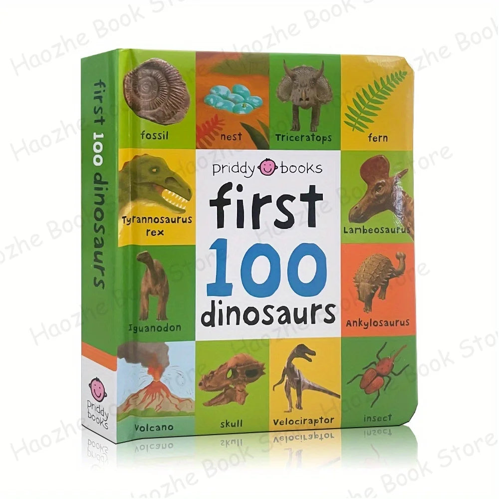 First 100 Dinosaurs English Words Cardboard Book Vocabulary Building, Bedtime Reading, Learn to Read for Preschool Montessori