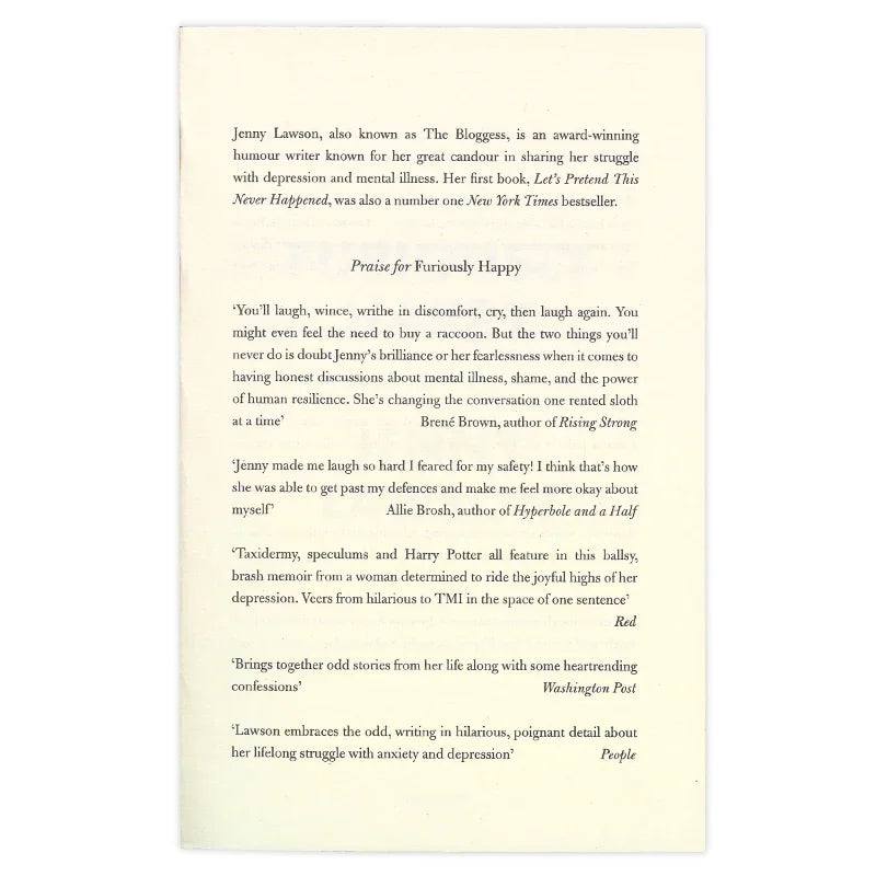 Furiously Happy, Bestselling books in English, Biographical and Bildungsroman books 9781447238348