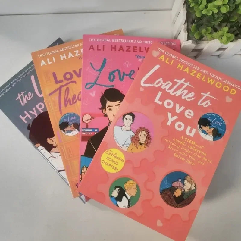 4 Books/set  By Ali Hazelwood The Love Hypothesis/Love on The Brain/Loathe to Love You /Love, Theoretically Novel English Book